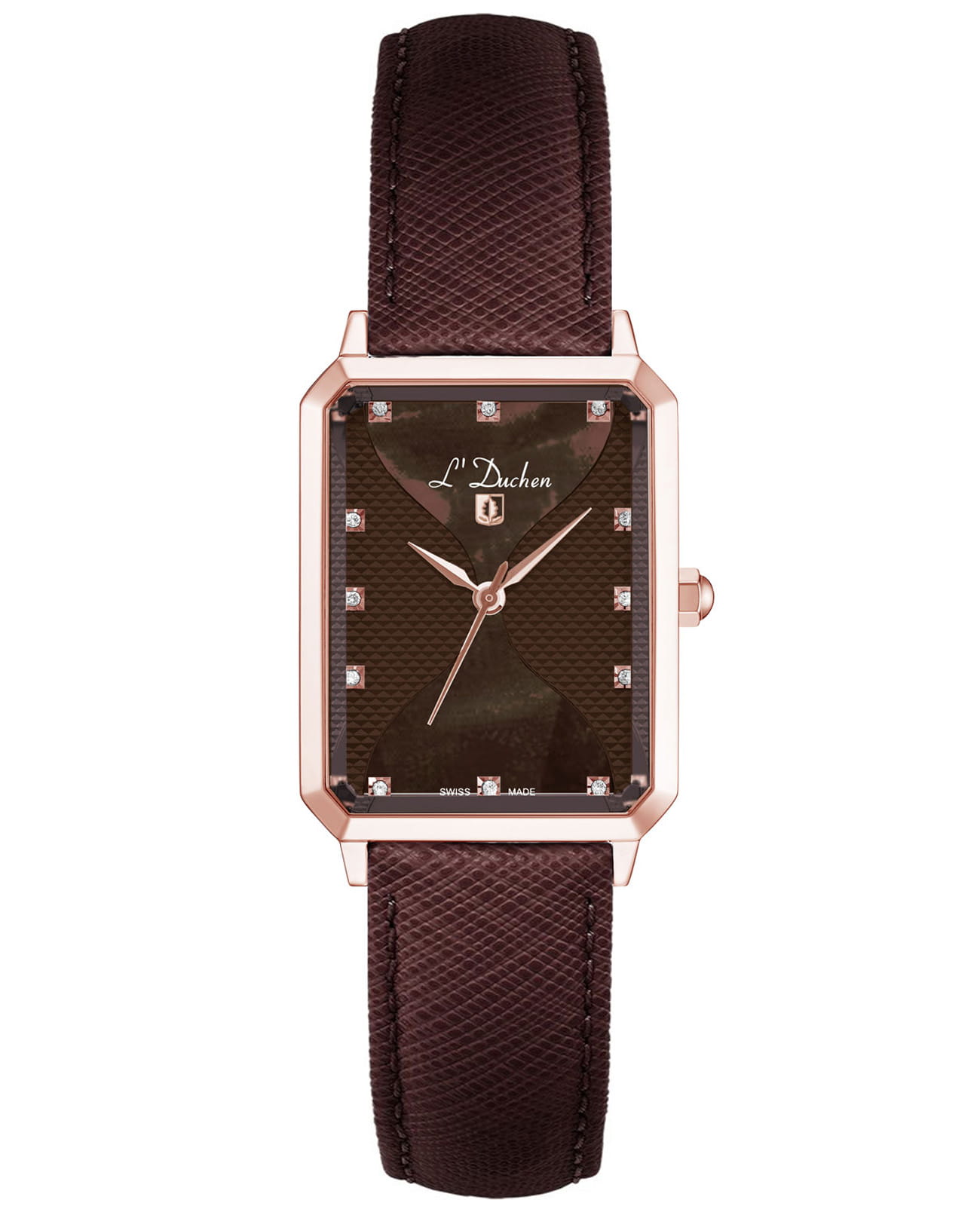 L'Duchen L'Duchen Pyramide D 591.42.38  D 591.42.38 кварцевые женские часы коричневый циферблат, браслет кожаный — вид спереди